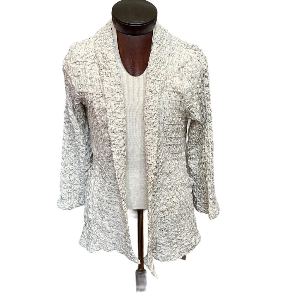 Komil Womens Textured‎ Beige Cotton Cardigan Jacket Large
